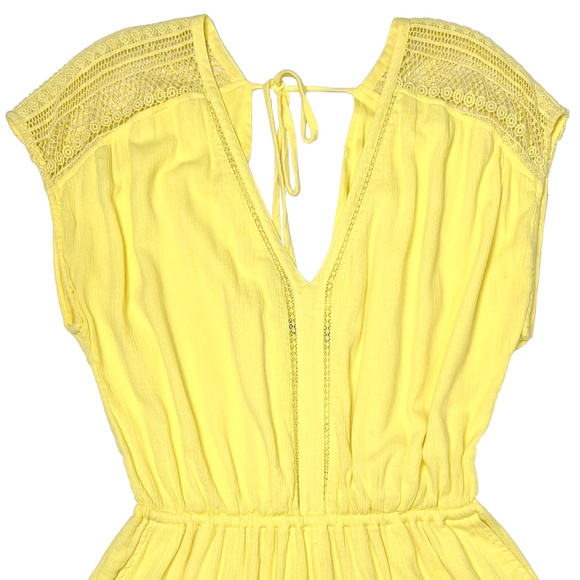 Abercrombie & Fitch Yellow Romper Shorts Crochet Lace AF Size Large - Picture 4 of 11